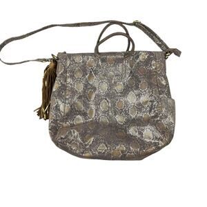 HOBO Shelia Large Metal Snake Leather Satchel Purse Handbag